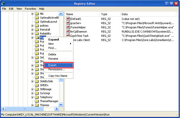 Manual removal of malicious registry entries