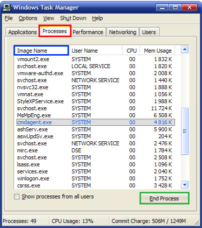 Killing malicious processes and removing harmful files