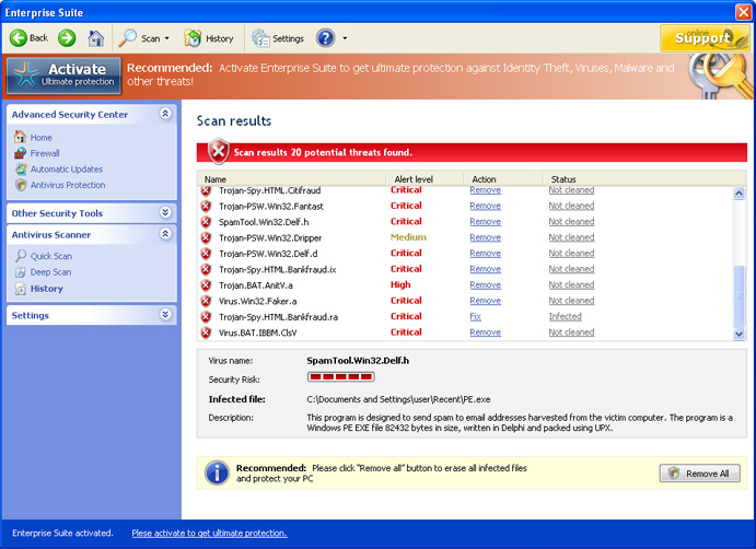 Enterprise Suite graphical user interface