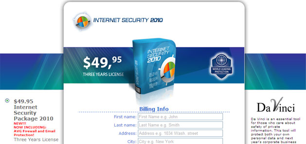 Internet Security 2010 - purchase page