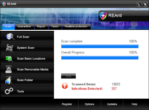 REAnti graphical user interface