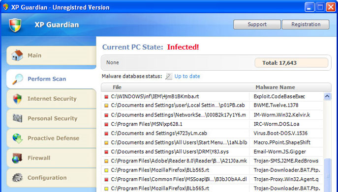 XP Guardian graphical user interface