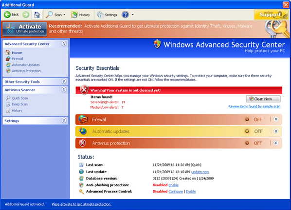Additional Guard graphical user interface