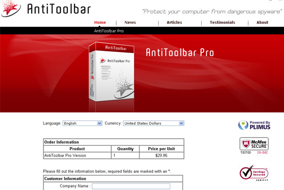 AntiToolbar purchase page