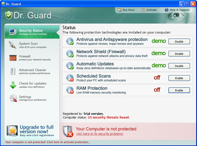 Dr. Guard graphical user interface