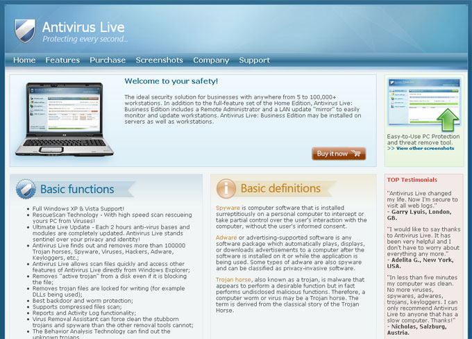 Winsecurepro2010.com website template