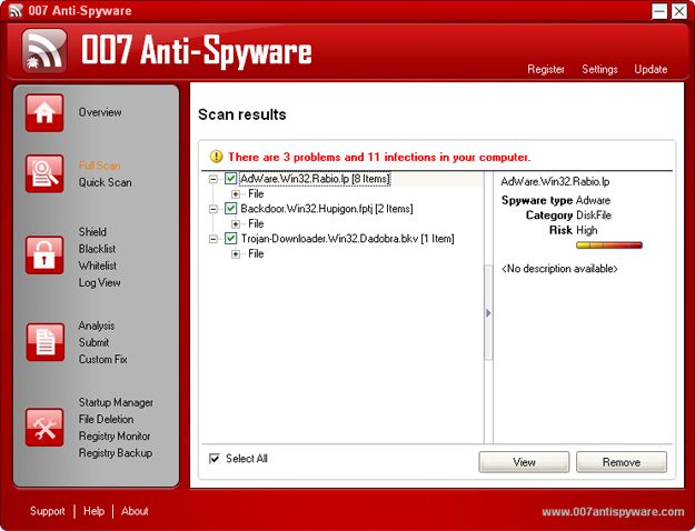 007 AntiSpyware removal