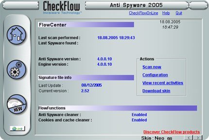 CheckFlow Anti Spyware 2005 software