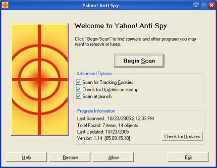 Yahoo Anti Spy software