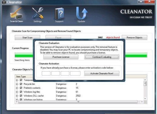 Cleanator removal