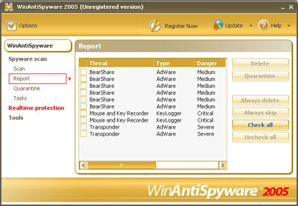 WinAntiSpyware 2005 software
