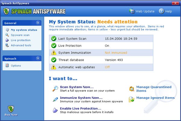 Spinach AntiSpyware software