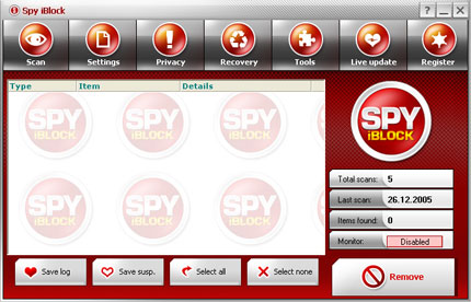 Spy iBlock software