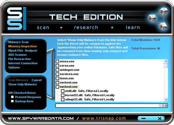 System Spyware Interrogator software