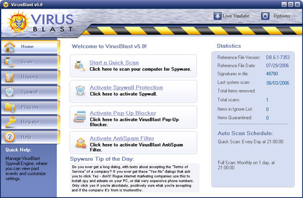 VirusBlast software