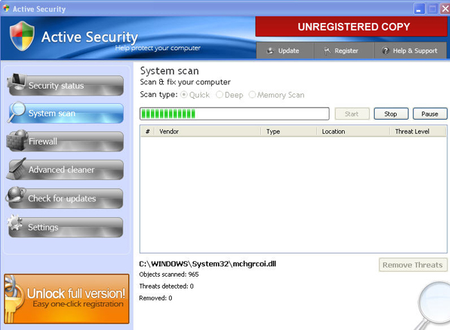 Active Security removal