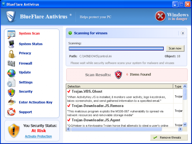 BlueFlare Antivirus removal