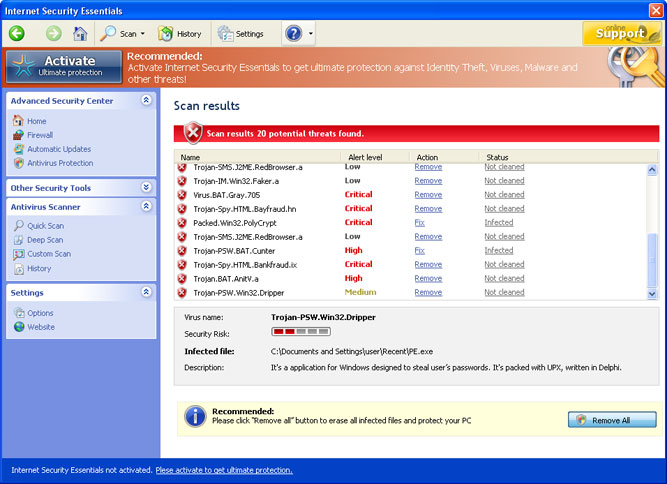 Internet Security Essentials removal