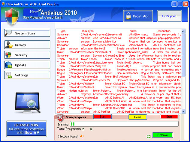 New Antivirus 2010 removal