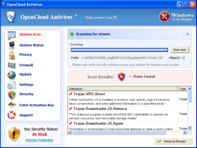 OpenCloud Antivirus removal