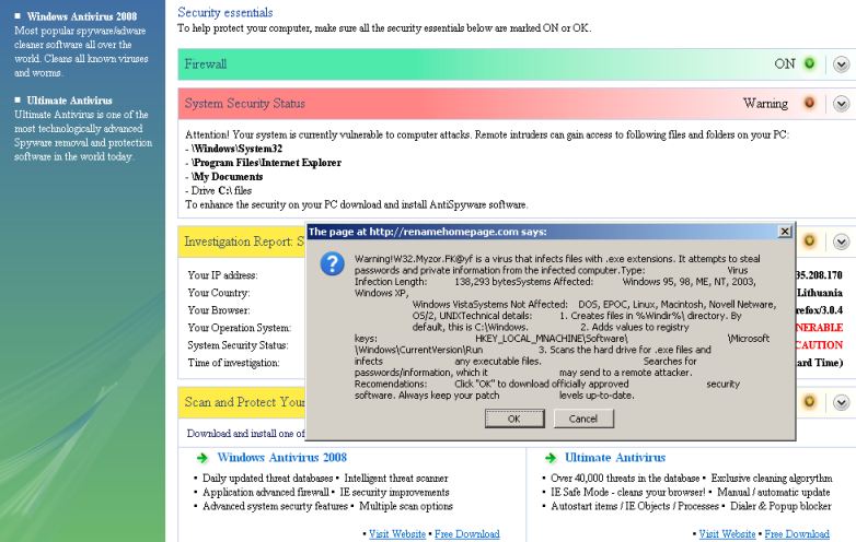 Renamehomepage.com/security removal