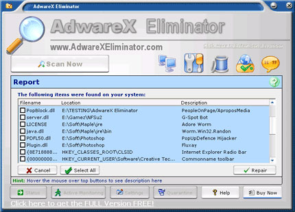 AdwareX Eliminator software