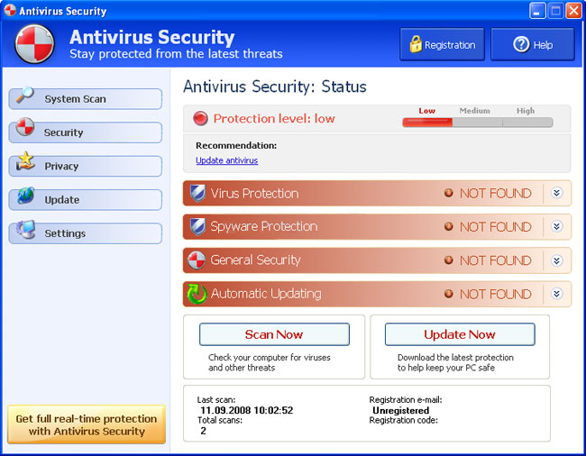 Antivirus Security removal
