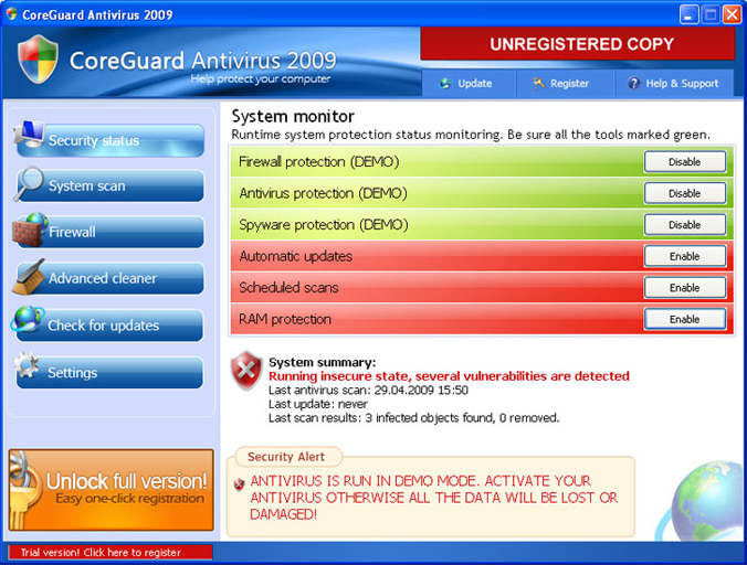 CoreGuard Antivirus 2009 removal