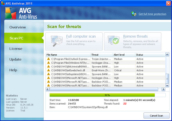 Fake AVG Antivirus 2011 removal
