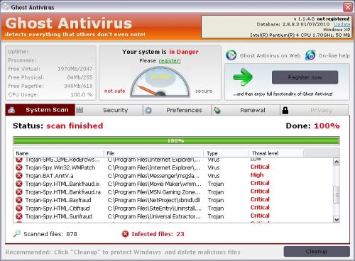 Ghost Antivirus removal