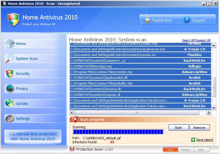 Home Antivirus 2010 removal