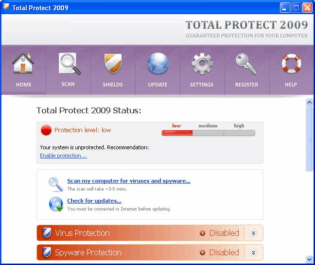 Total Protect 2009 removal