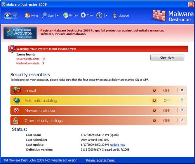 Malware Destructor 2009 removal