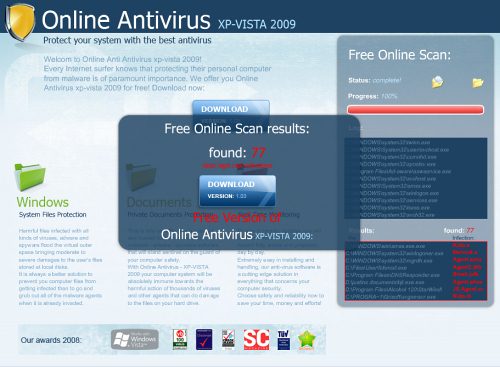 Online Antivirus XP-Vista 2009 removal