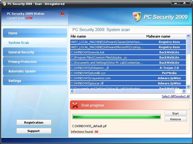 PC Security 2009 removal
