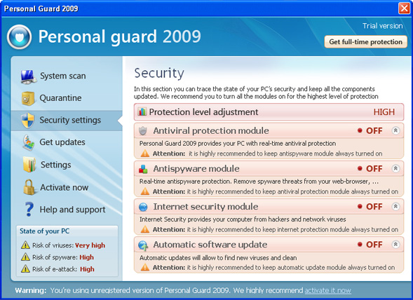 Personal Guard 2009 removal