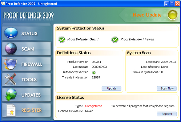 Proof Defender 2009 removal