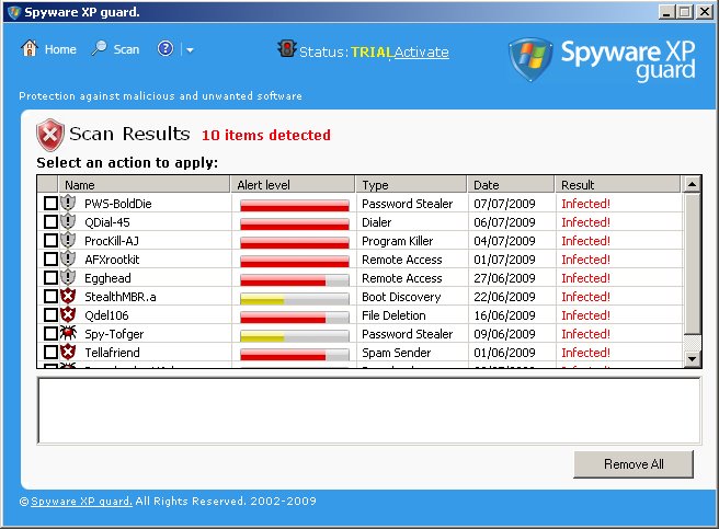 Spyware XP Guard removal