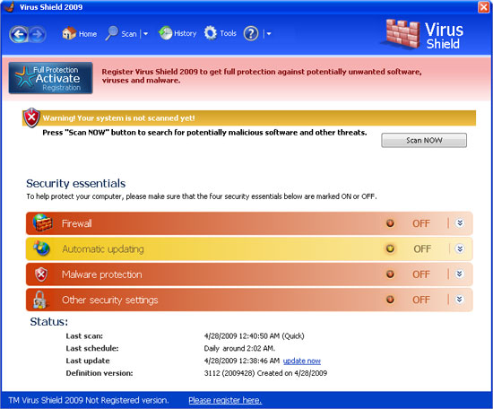 Virus Shield 2009 removal
