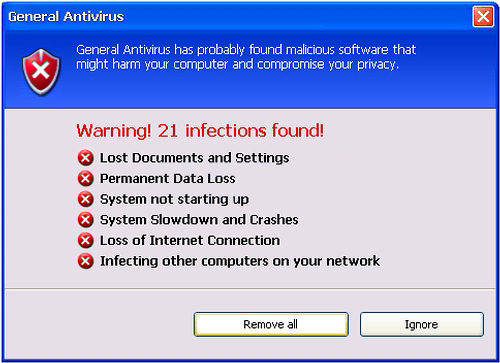 Warning! 21 infections found! removal