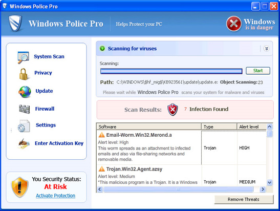 Windows Police PRO removal