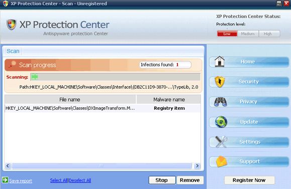 XP Protection Center removal