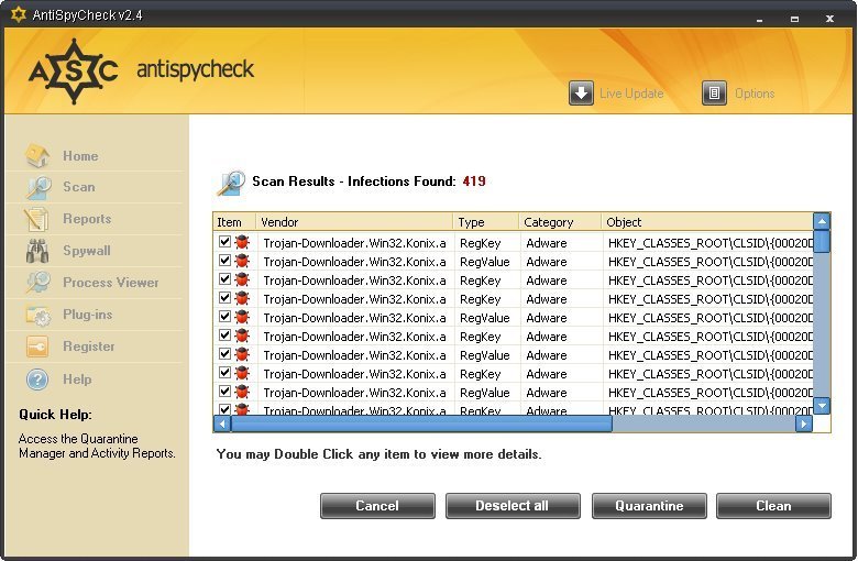 AntiSpyCheck snapshot AntiSpyCheck snapshot