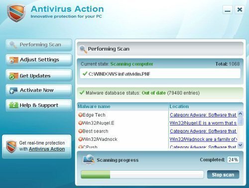 Antivirus Action snapshot Antivirus Action snapshot
