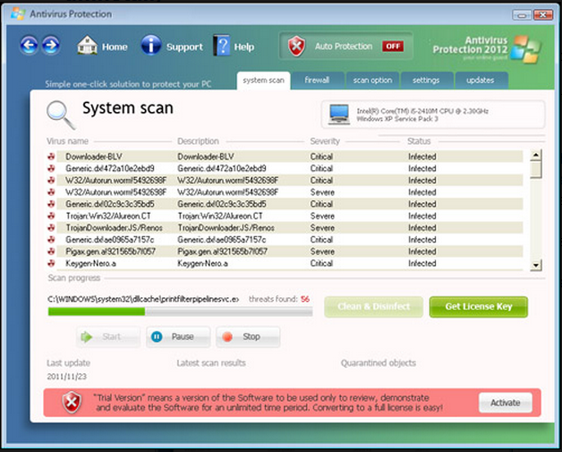 Antivirus Protection 2012 snapshot Antivirus Protection 2012 snapshot