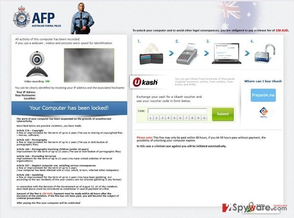 Australian Federal Police Ukash virus snapshot Australian Federal Police Ukash virus snapshot