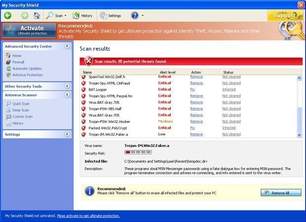 My Security Shield snapshot My Security Shield snapshot