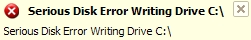 Serious disk error writing drive C:\ snapshot