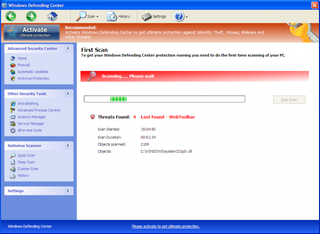 Windows Defending Center snapshot