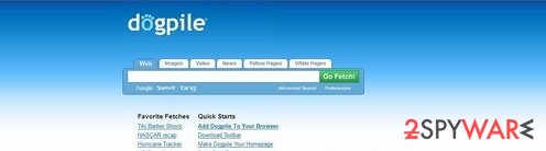 Dogpile toolbar snapshot Dogpile toolbar snapshot